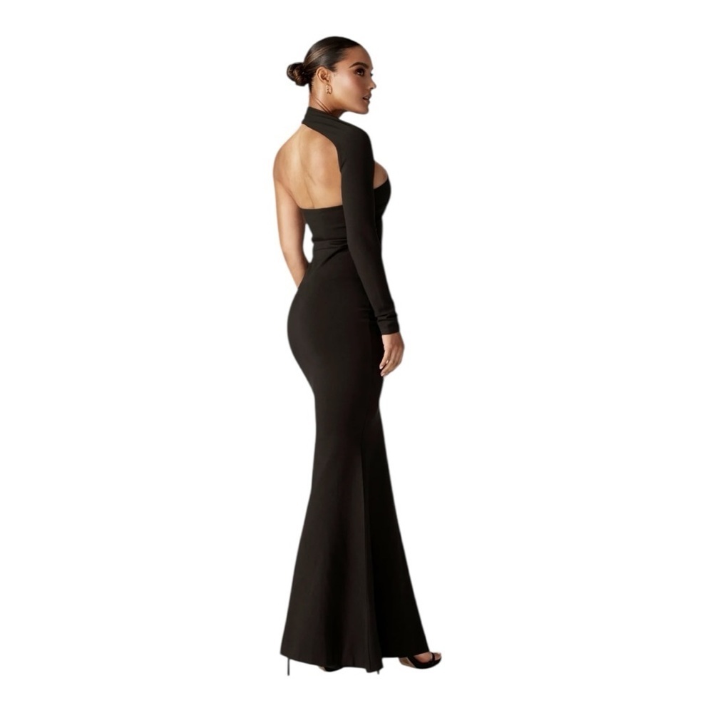 ALIAVA Lilux One Shoulder Modern Maxi Dress Black Formal Gown Size Large NWT - Picture 10 of 15
